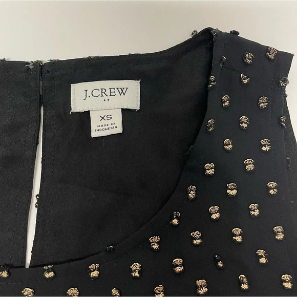 J Crew Shirt Womens Size XS Black Gold Blouse Sleeveless Metallic Lined - Picture 3 of 6